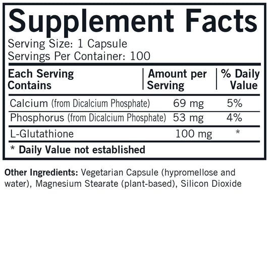 Kirkman reduced L-Glutathione capsules close-up highlighting plant-based capsules.
