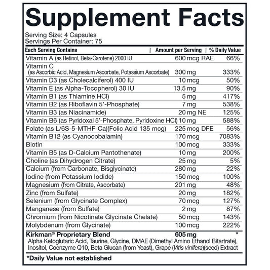 Kirkman Spectrum Complete II capsules close-up highlights easy-to-swallow pills.