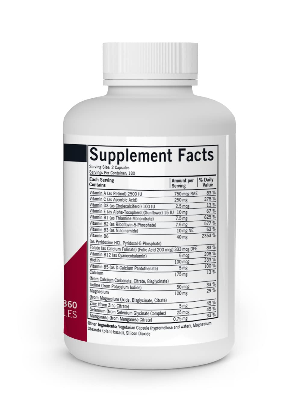 Kirkman Super Nu-Thera bottle side view showing capsules and label for energy metabolism.