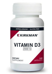 Kirkman Vitamin D-3 2000 IU bottle front view highlighting packaging and brand