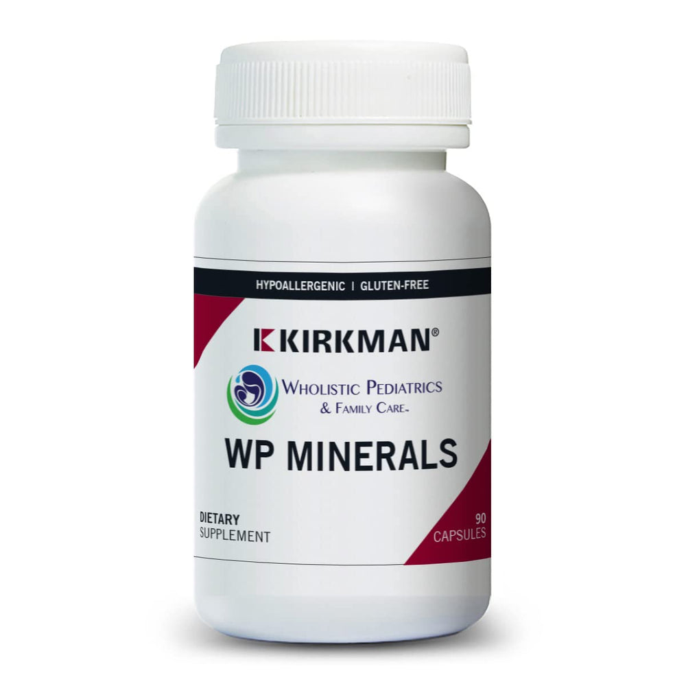 Kirkman WP Minerals bottle label shows the complete mineral blend for daily use.