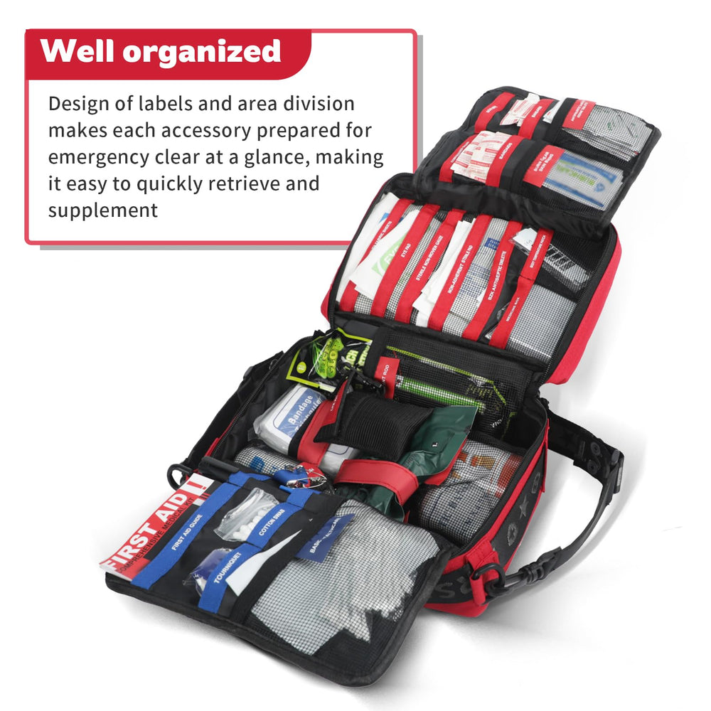 Kitgo first aid kit in shoulder bag mode for travel.