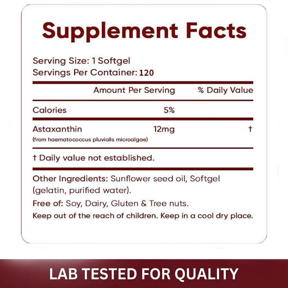 KittySupps Divani Astaxanthin 12mg label close-up highlighting gluten-free assurance