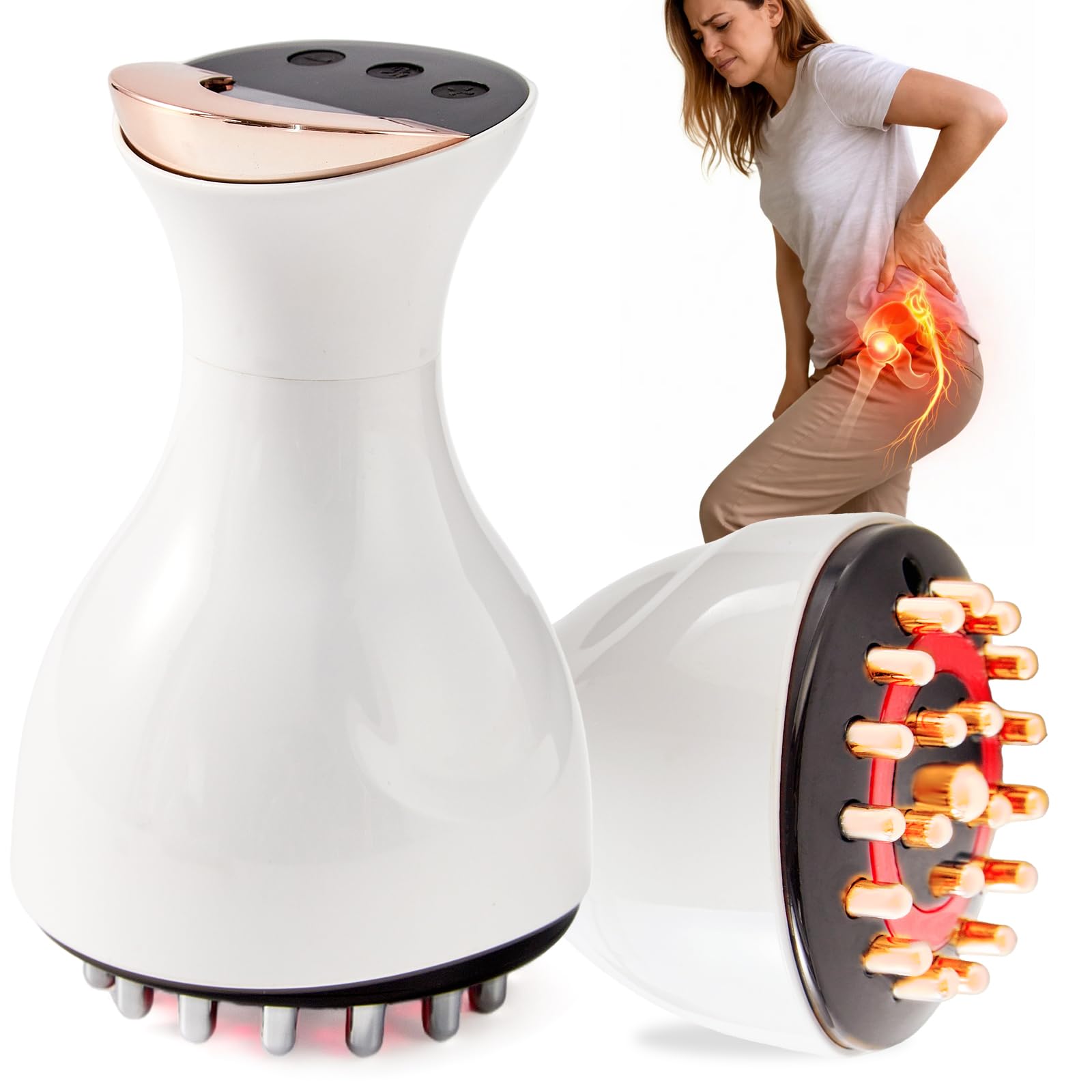 Kitusi sciatic relief device in hands-on use for targeted comfort.