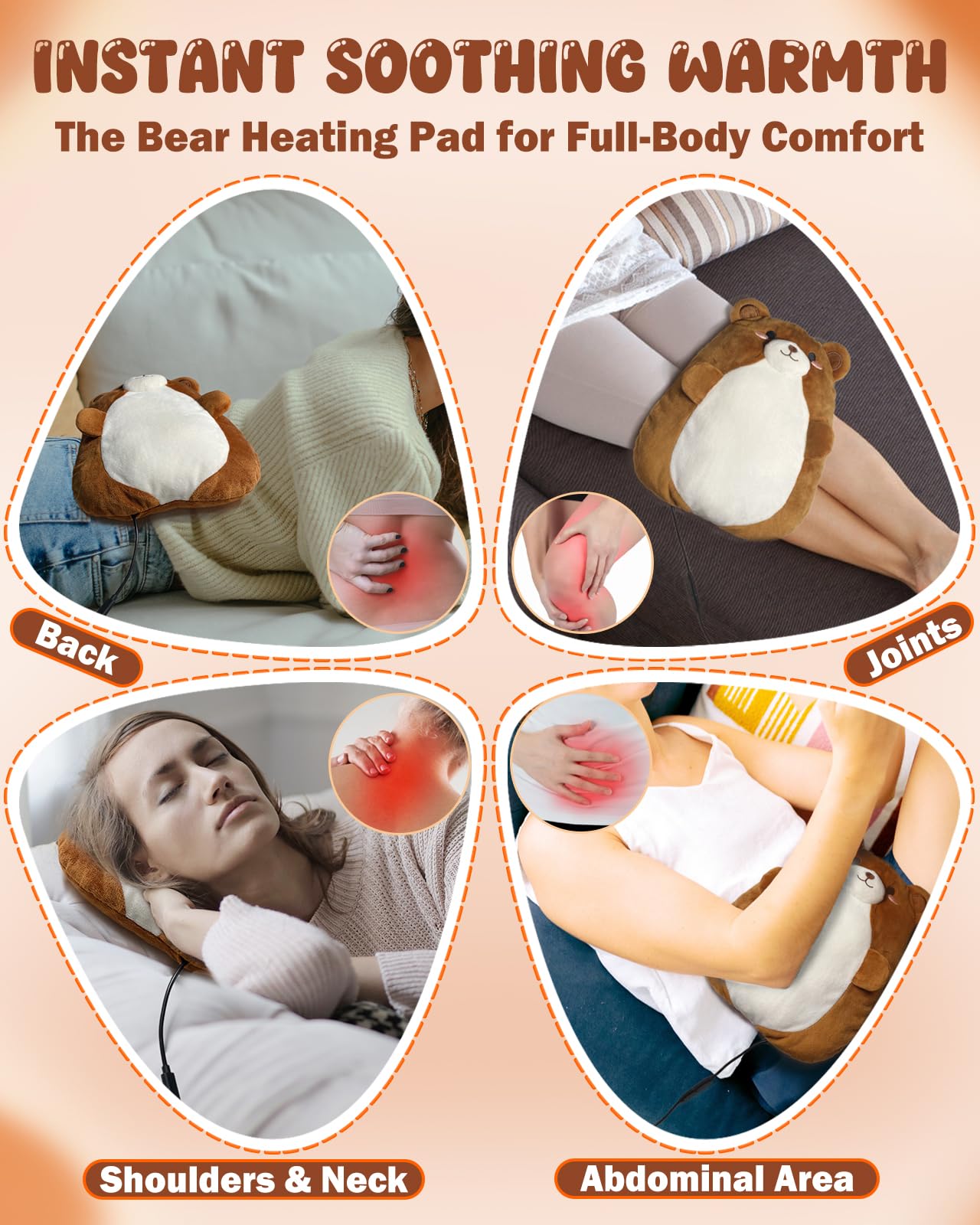 Kivdes bear heating pad with adjustable heat levels for personalized warmth