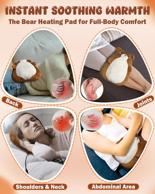 Kivdes bear heating pad with adjustable heat levels for personalized warmth