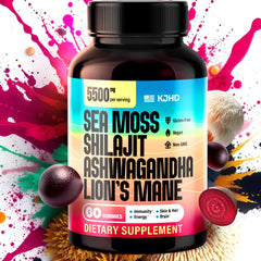 KJHD Ashwagandha extract detail emphasizes adaptogenic roots in the formula.