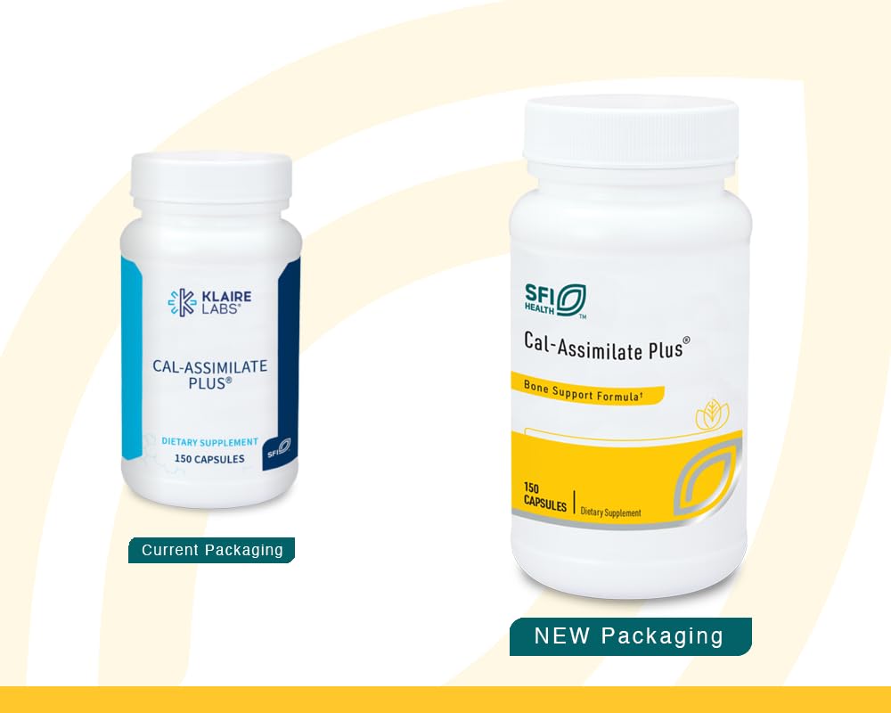 Klaire Labs Cal-Assimilate Plus capsules shown for convenient daily supplementation