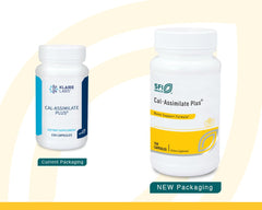Klaire Labs Cal-Assimilate Plus capsules shown for convenient daily supplementation