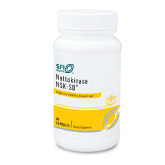 SFI Health Klaire Labs Nattokinase NSK-SD bottle front showing dairy-free capsules.
