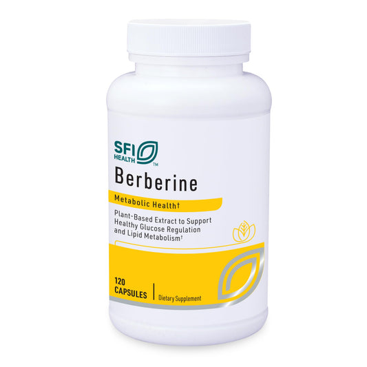Klaire Labs Berberine HCI bottle label with 500mg capsules for metabolic support
