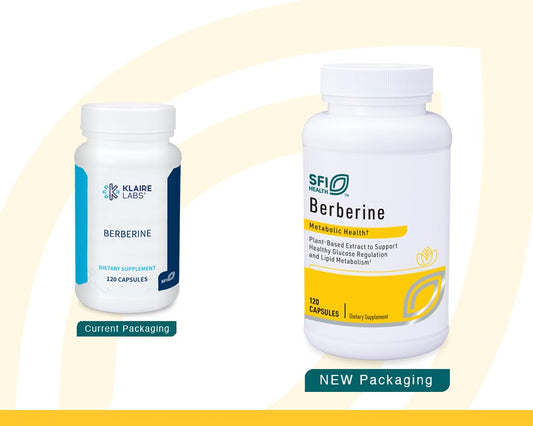 Klaire Labs Berberine HCI capsules close-up highlighting 500mg per capsule