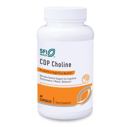 Klaire Labs SFI Health CDP Choline 250mg bottle front view with memory support potential.