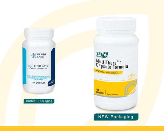 SFI Health MultiThera capsules close-up, easy-to-swallow vegetarian capsules.