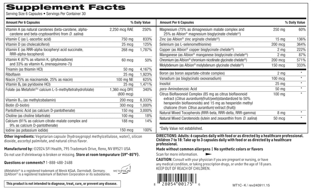 Label closeup highlights vitamin K1 and K2 inclusion.