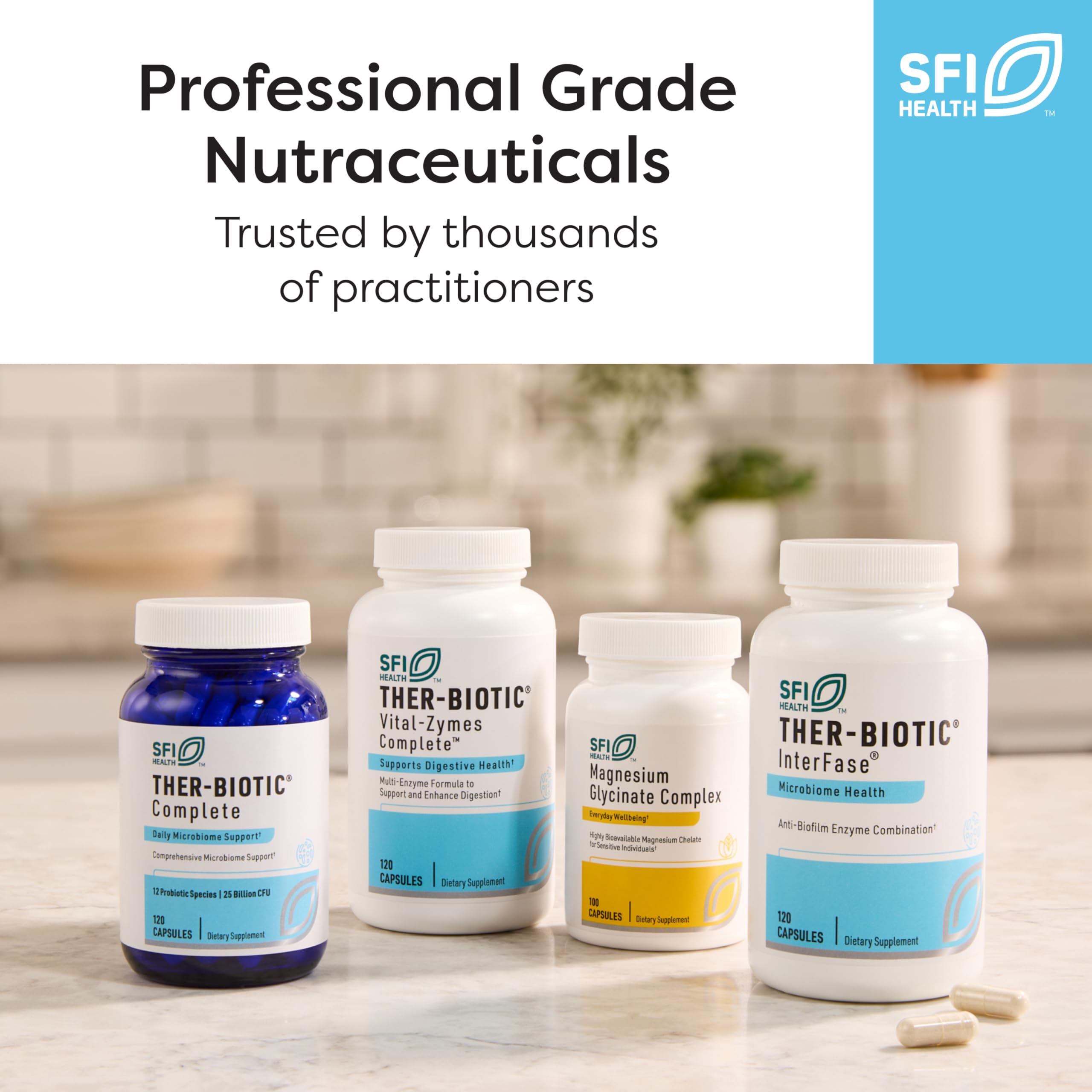 Klaire Labs SFI Health vegetarian capsules visible on bottle.