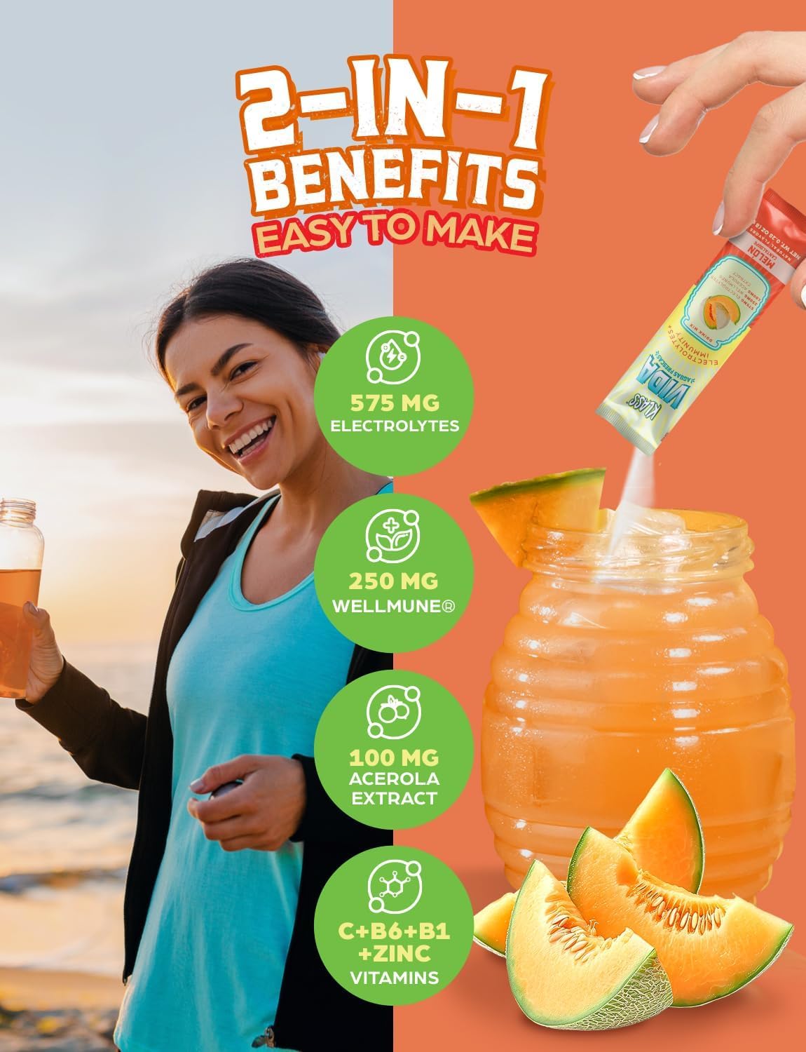 KLASS VIDA cantaloupe agua fresca glass shows refreshing flavor and easy hydration