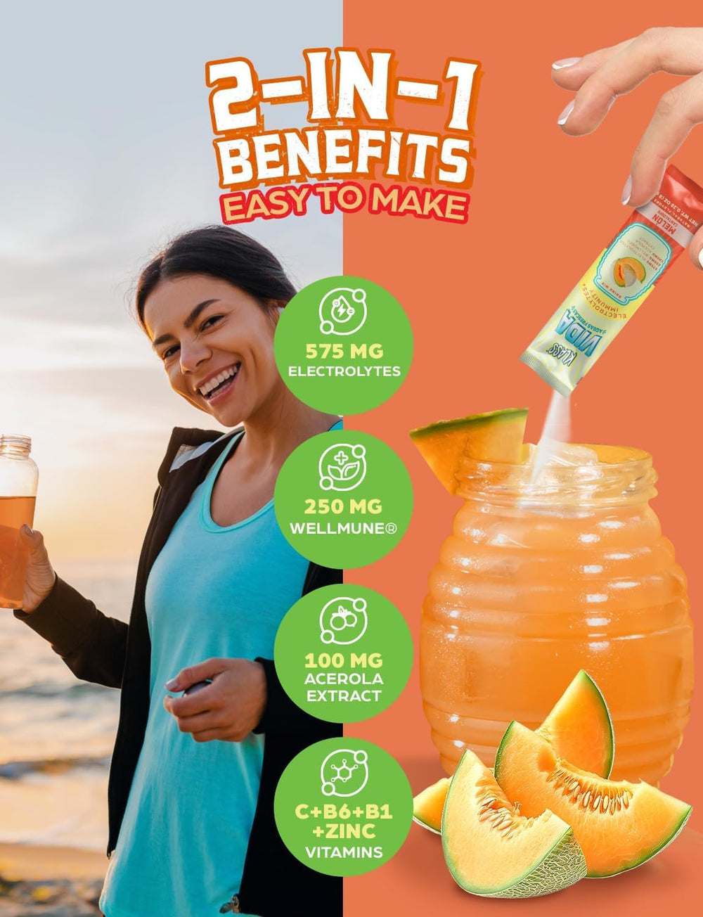KLASS VIDA cantaloupe agua fresca glass shows refreshing flavor and easy hydration