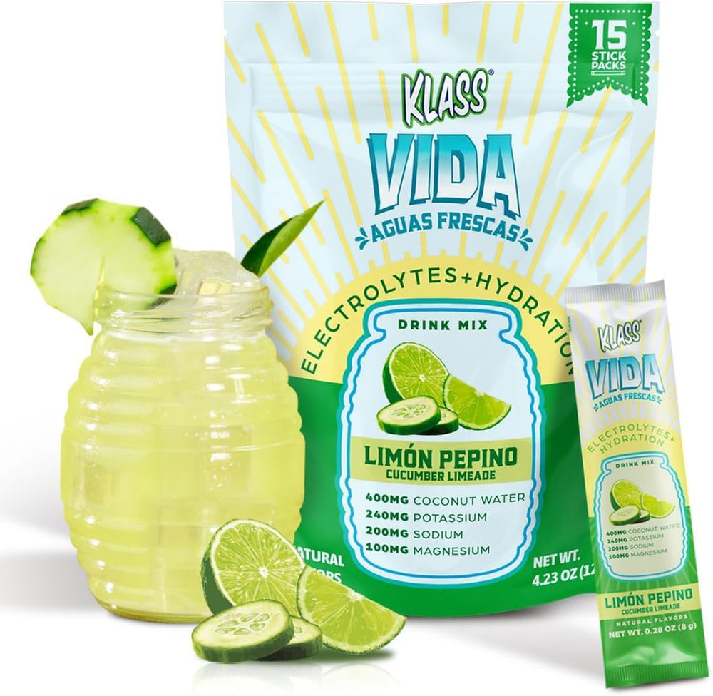 KLASS VIDA electrolyte drink mix poured for quick hydration after workouts