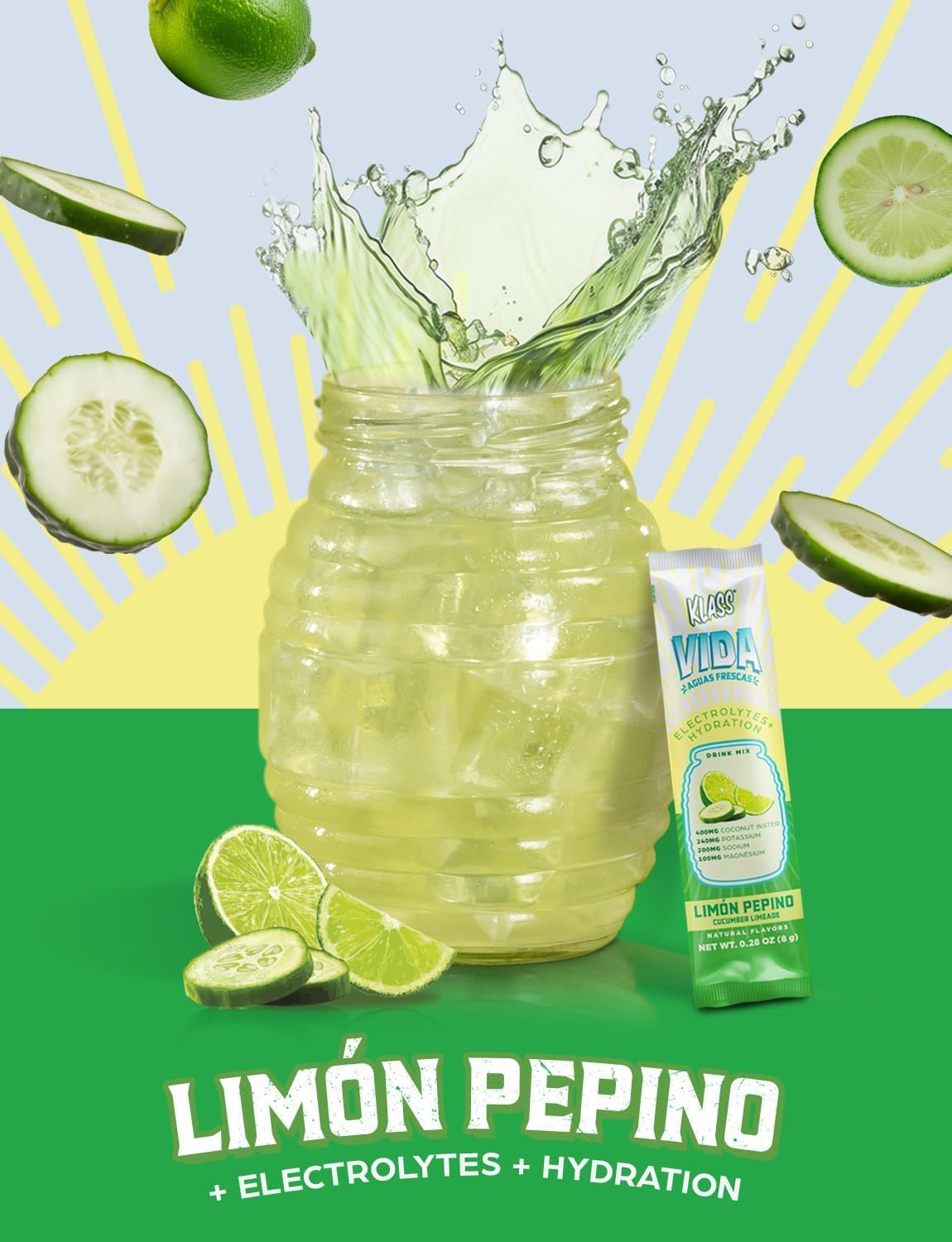 KLASS VIDA cucumber-limeade ingredients provide natural flavor and minerals