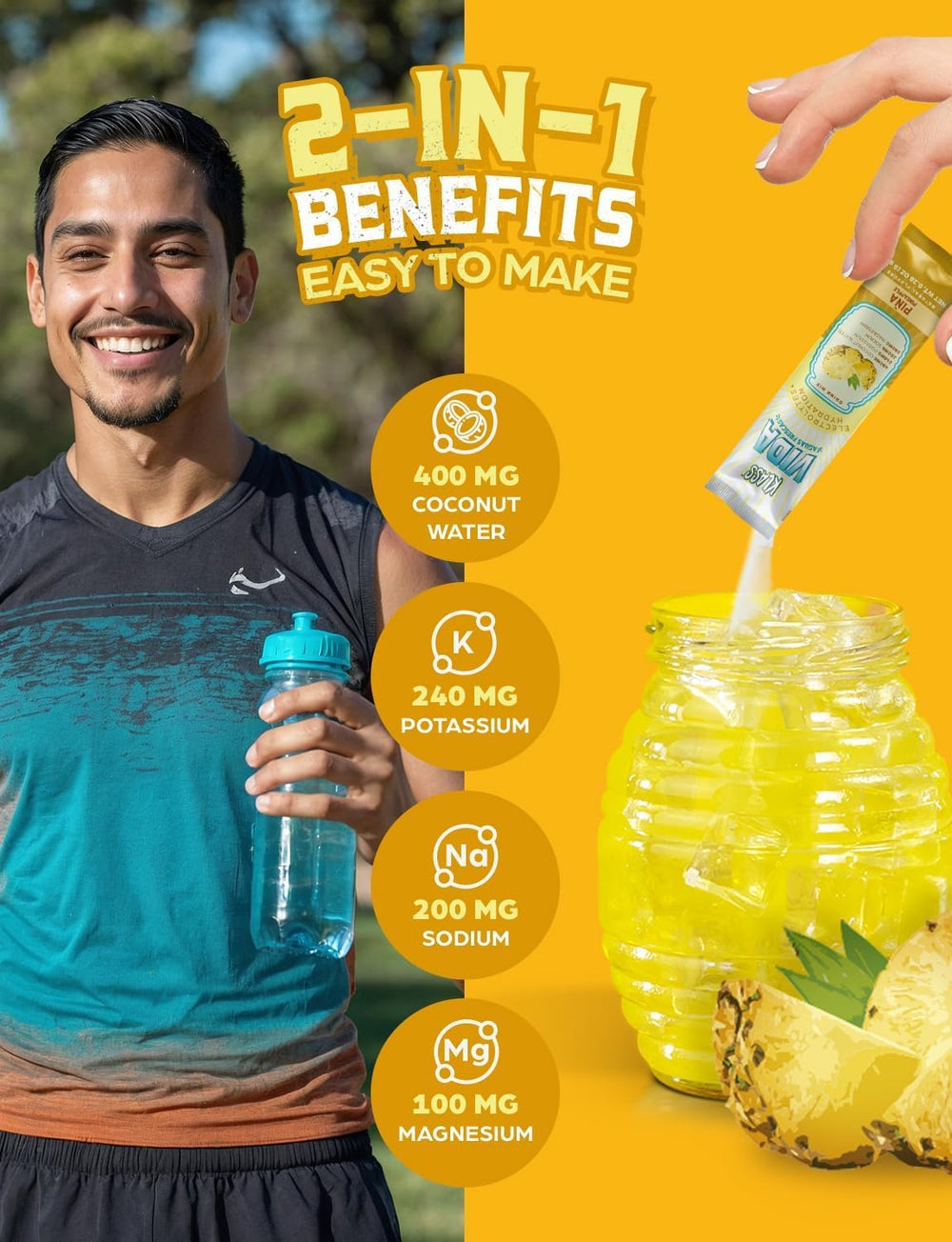 KLASS VIDA pineapple hydration in a glass after mixing.