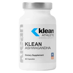 Klean Athlete Klean Ashwagandha bottle with capsules for daily adaptogen support.