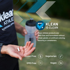 Klean Athlete Klean Ashwagandha label highlighting vegan, non-GMO formulation.