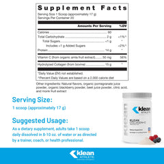Pouring Klean Collagen+C showing natural berry flavor.