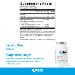 Klean DHA softgels close-up showing omega-3 capsules for athletes