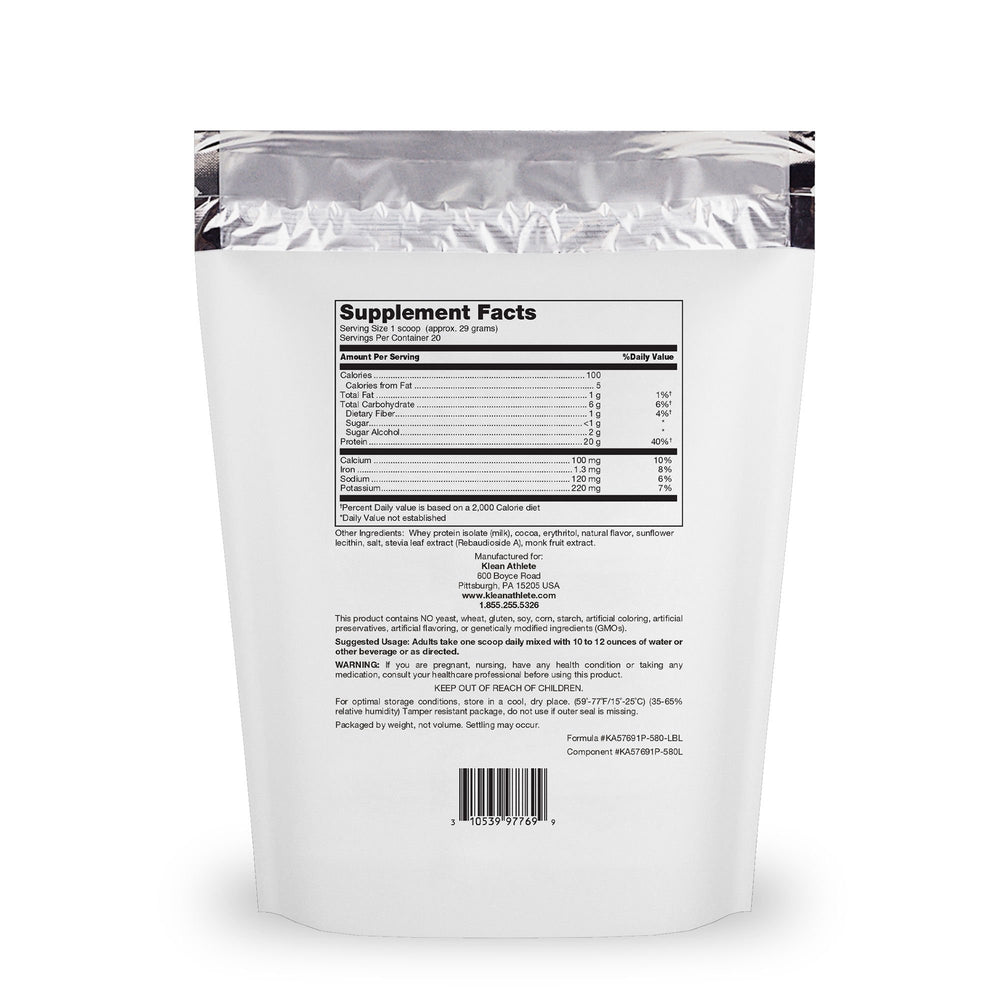Klean Isolate canister label highlighting NSF Certified for Sport and ingredients