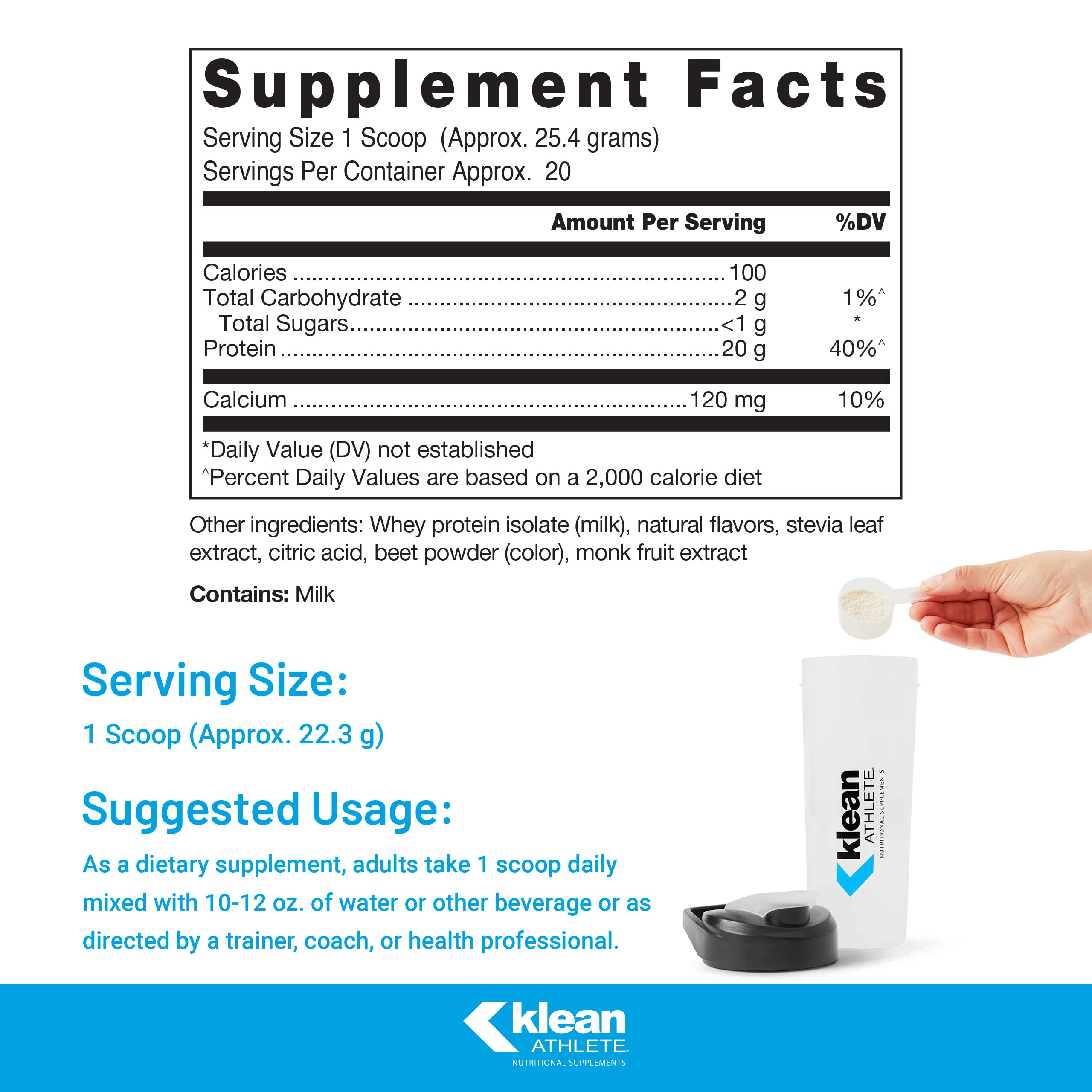 Klean Isolate scoop dispensing precise protein portions for daily use