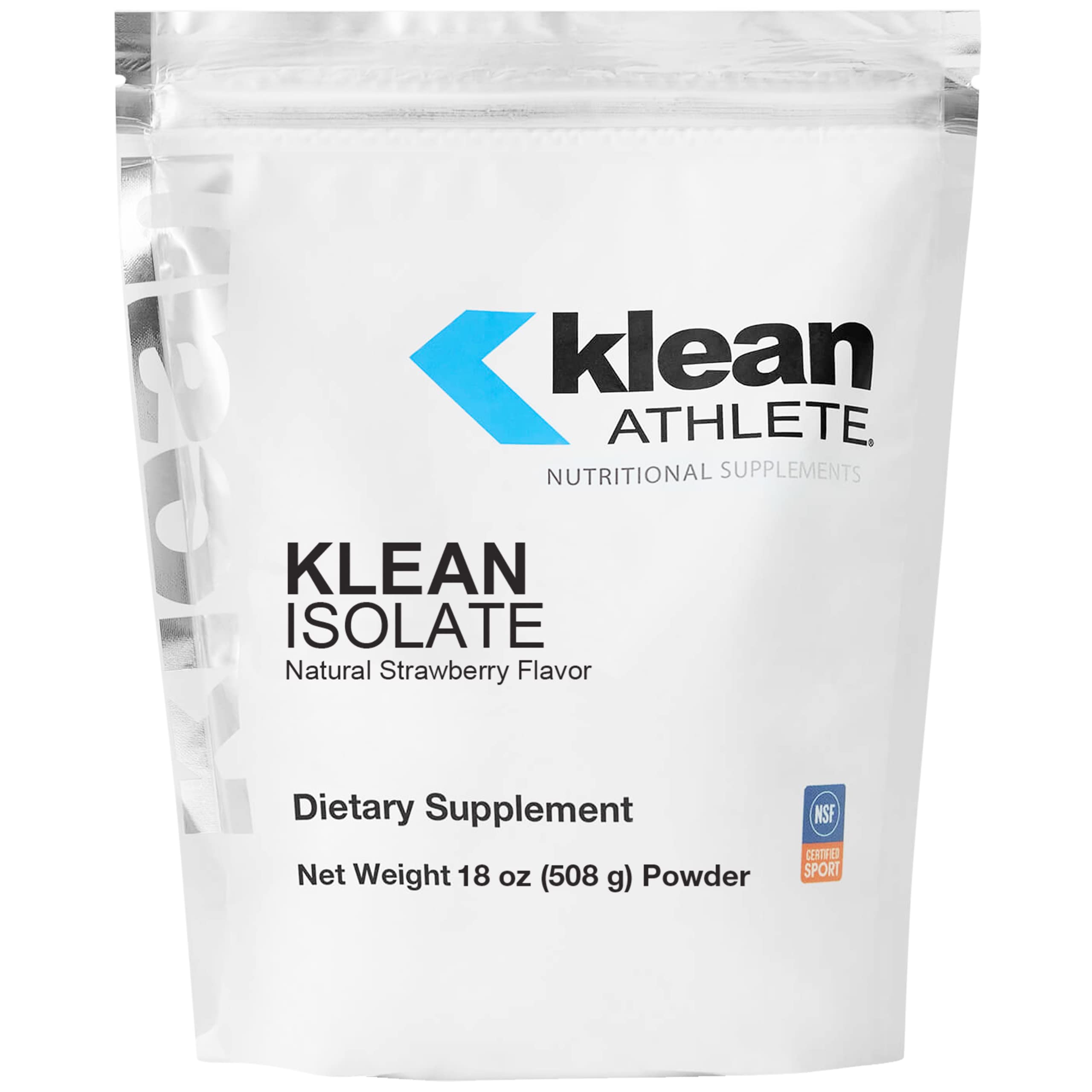 Klean Isolate tub front view showing clean labeling for daily protein support