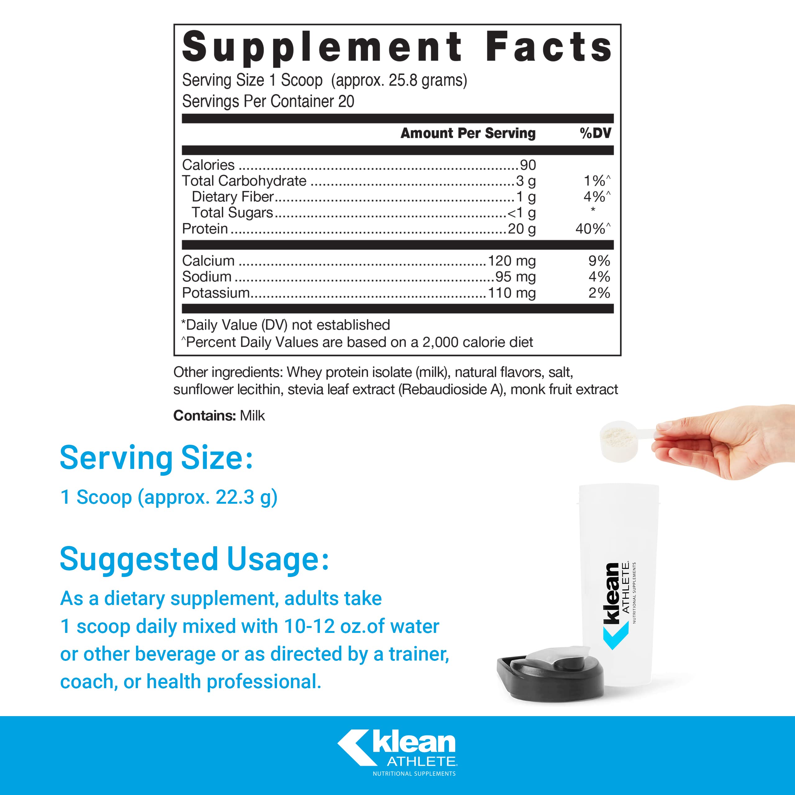 Klean Isolate vanilla powder being scooped for post-workout shake