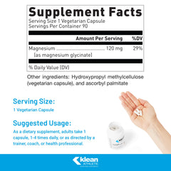 Close-up of Klean Magnesium capsules for steady energy and muscle support