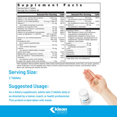 Klean Athlete Klean Multivitamin label close-up showing NSF for Sport certification
