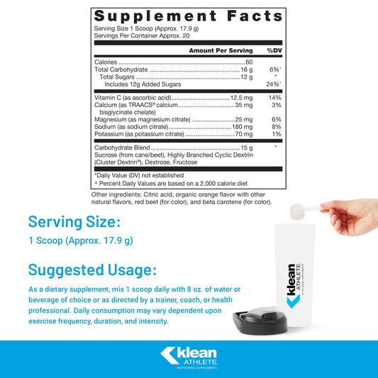 Klean Hydration label detail highlighting electrolyte blend and NSF certification.