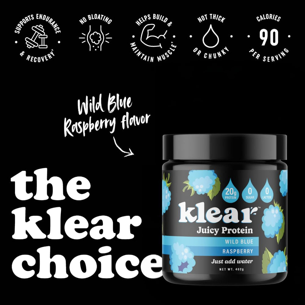 Klear blue raspberry splash close-up highlights refreshing flavor