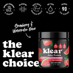 Klear nutrition-label closeup highlights lactose-free, sugar-free protein benefits