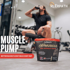 Klerpath GrōMuscle vegan and gluten-free badge on pack.