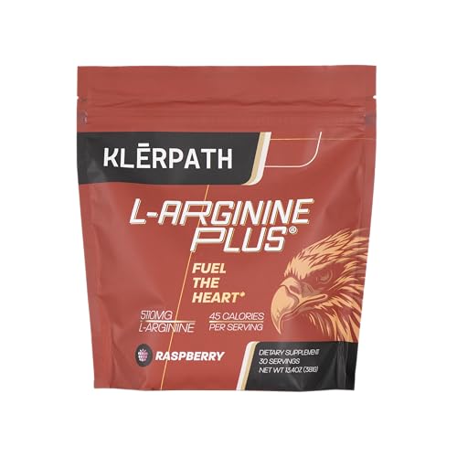 Klerpath L-Arginine Plus powder scoop shows serving size for sustained energy.