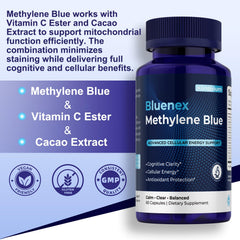 Klinovium capsules close-up showing blue capsules for mental clarity.