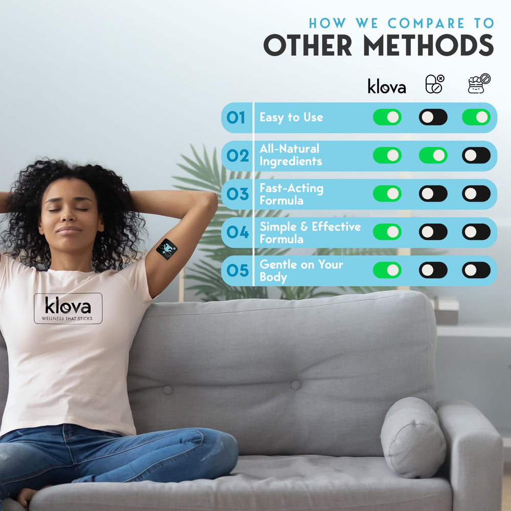 Klova Chill Patches on the arm enable discreet wear.