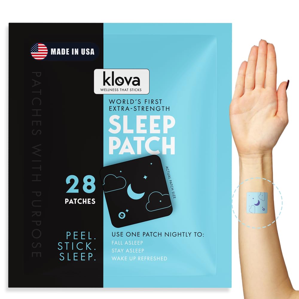 Klova Sleep Patch on arm delivers gradual release for a peaceful night.