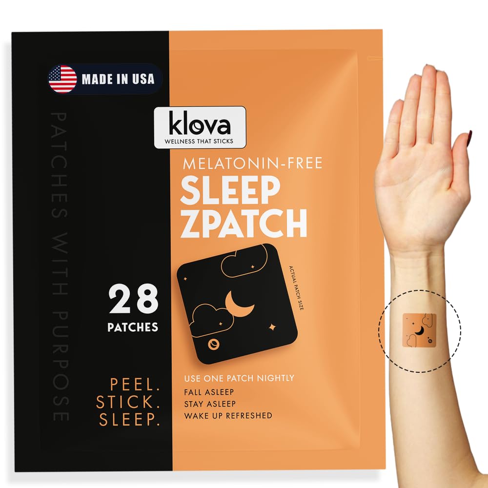Klova Sleep Patch pack front view showing discreet, drug-free sleep support.