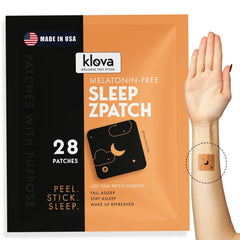 Klova Sleep Patch pack front view showing discreet, drug-free sleep support.