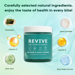 Vegan, non-GMO, gluten-free badge with KLUNIZ Revive Gummies in clean packaging.