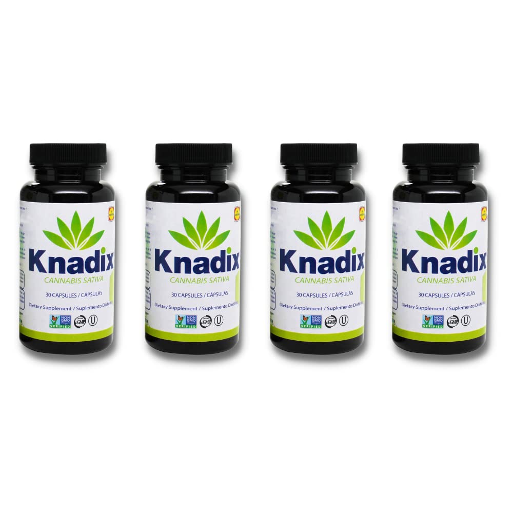 Knadix hemp oil supplement bottle front highlighting packaging and wellness potential.