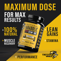 Knight Wolf Supps Night Wolf KSM-66 label shows premium ingredients for lean muscle support.