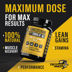 Knight Wolf Supps Turkesterone bottle closeup with premium packaging.