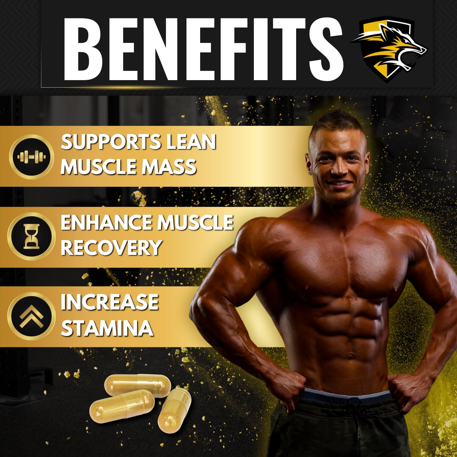 Knight Wolf Supps Turkesterone with Tongkat Ali root suggesting energy support.